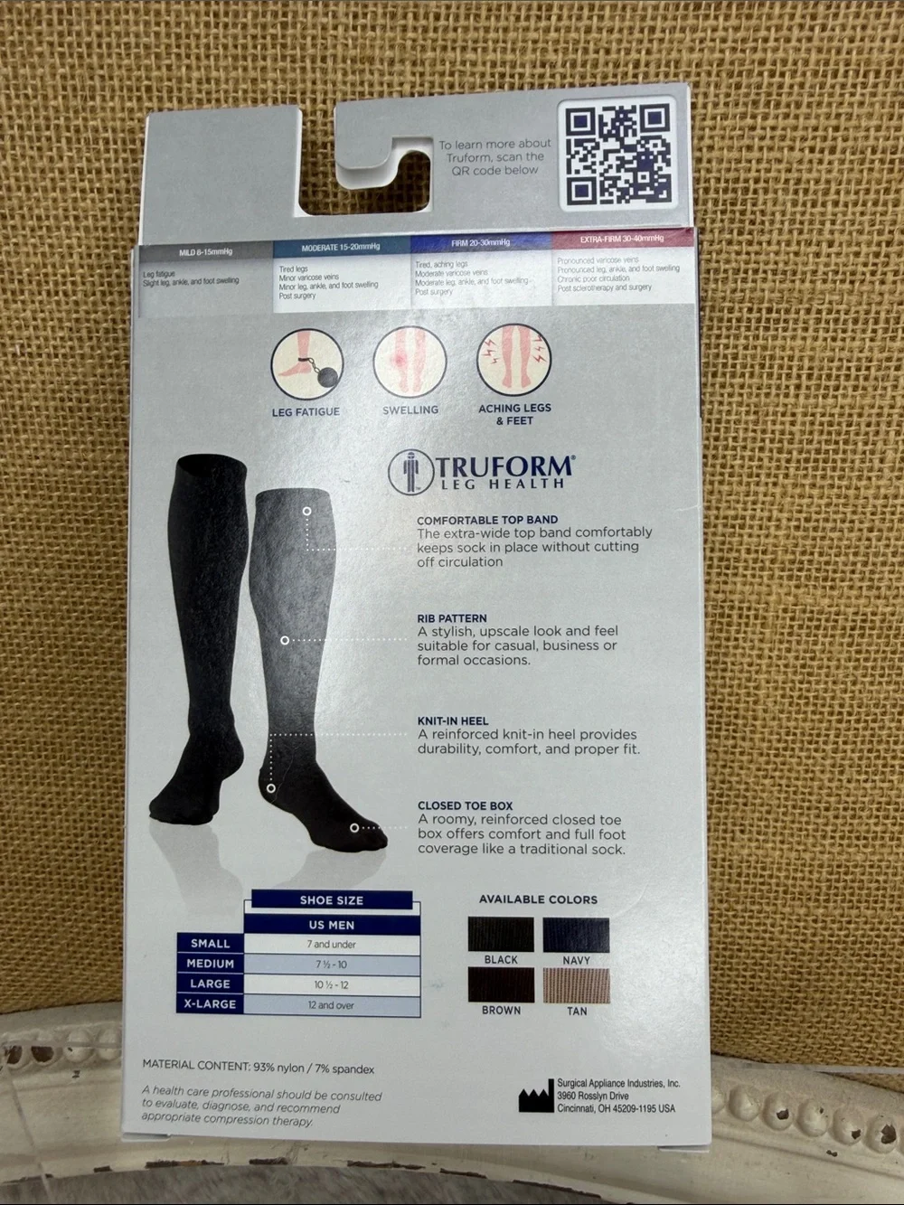 Truform Men’s Dress Compression Socks - Tan